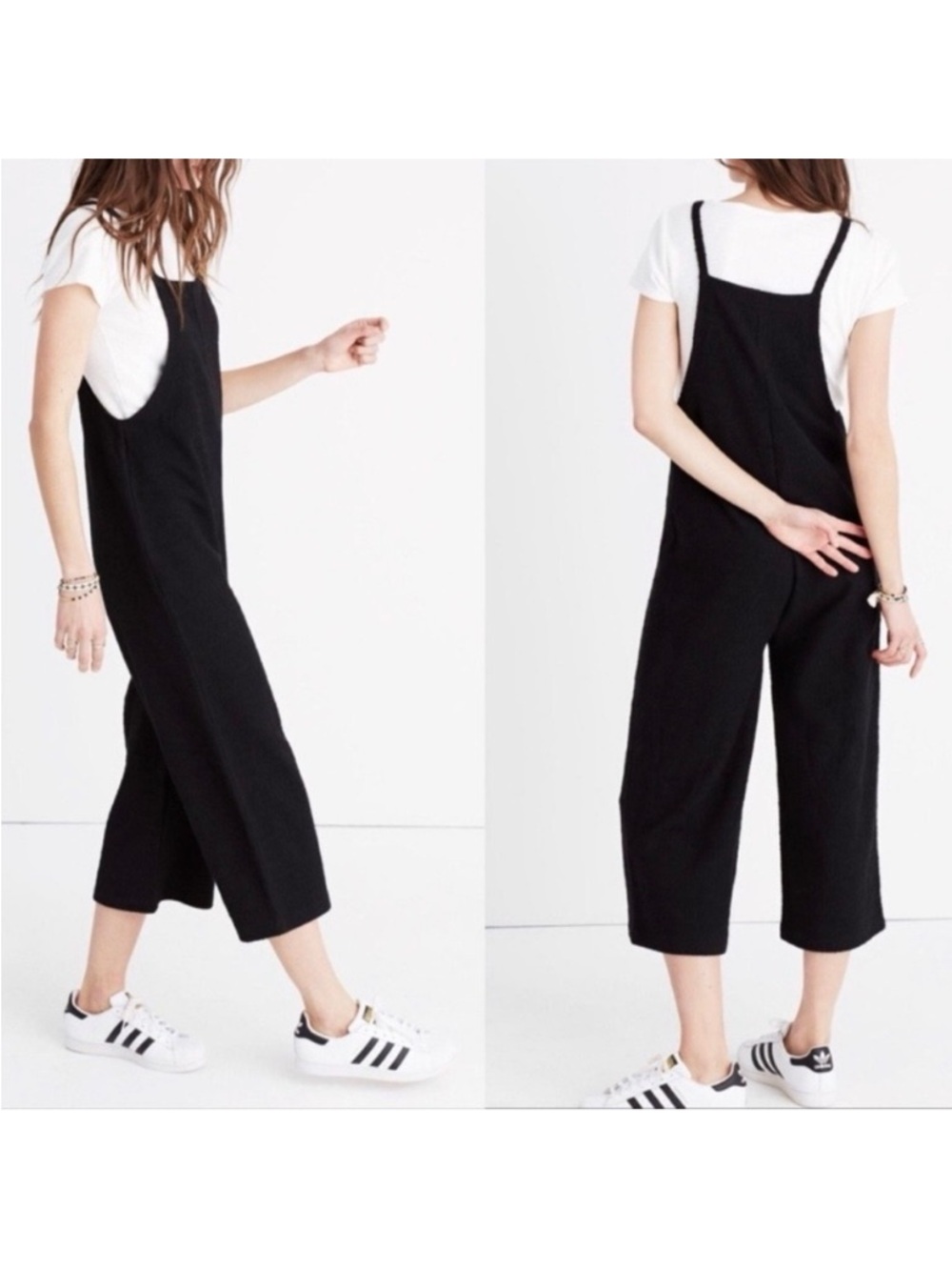 Madewell Black Cropped Wide-Leg Jumpsuit with Square Neck